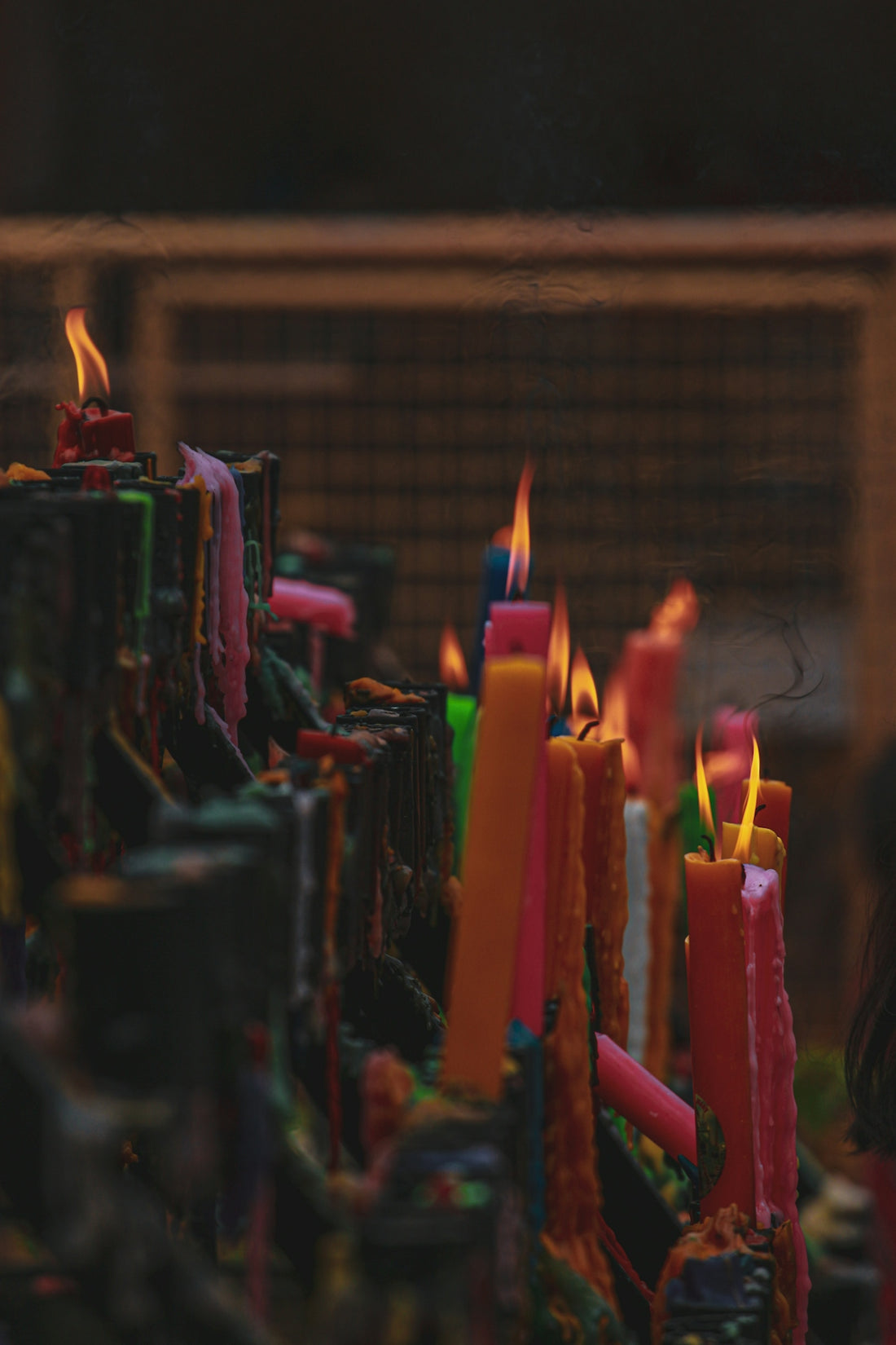 red yellow green and blue candles