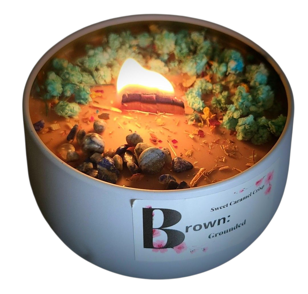 Brown Grounded Affirmation Inspirational Intention Setting Candle.