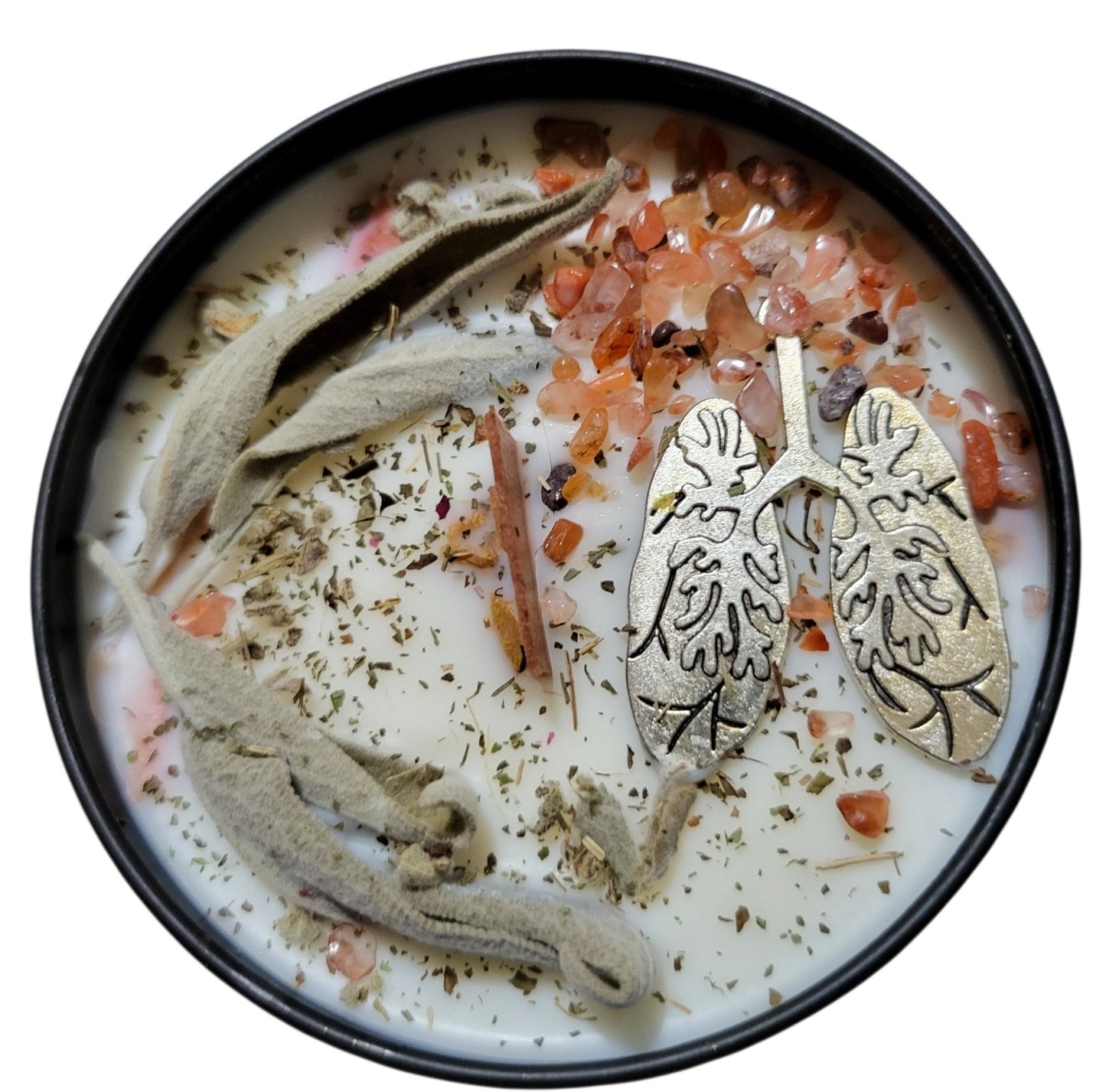 Breathe – Release & Relax Meditation Candle Rituals | Sea Moss & Sage | Red Agate | 8oz Soy Candle by Wicc It