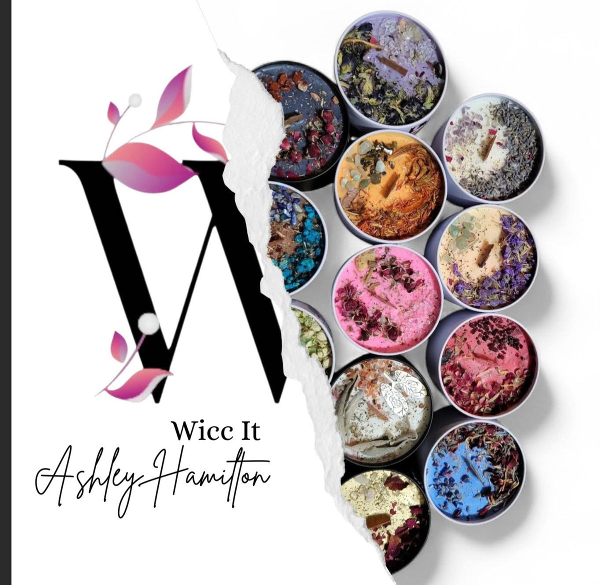 Wicc It handmade soy intention candles with crystals and herbs